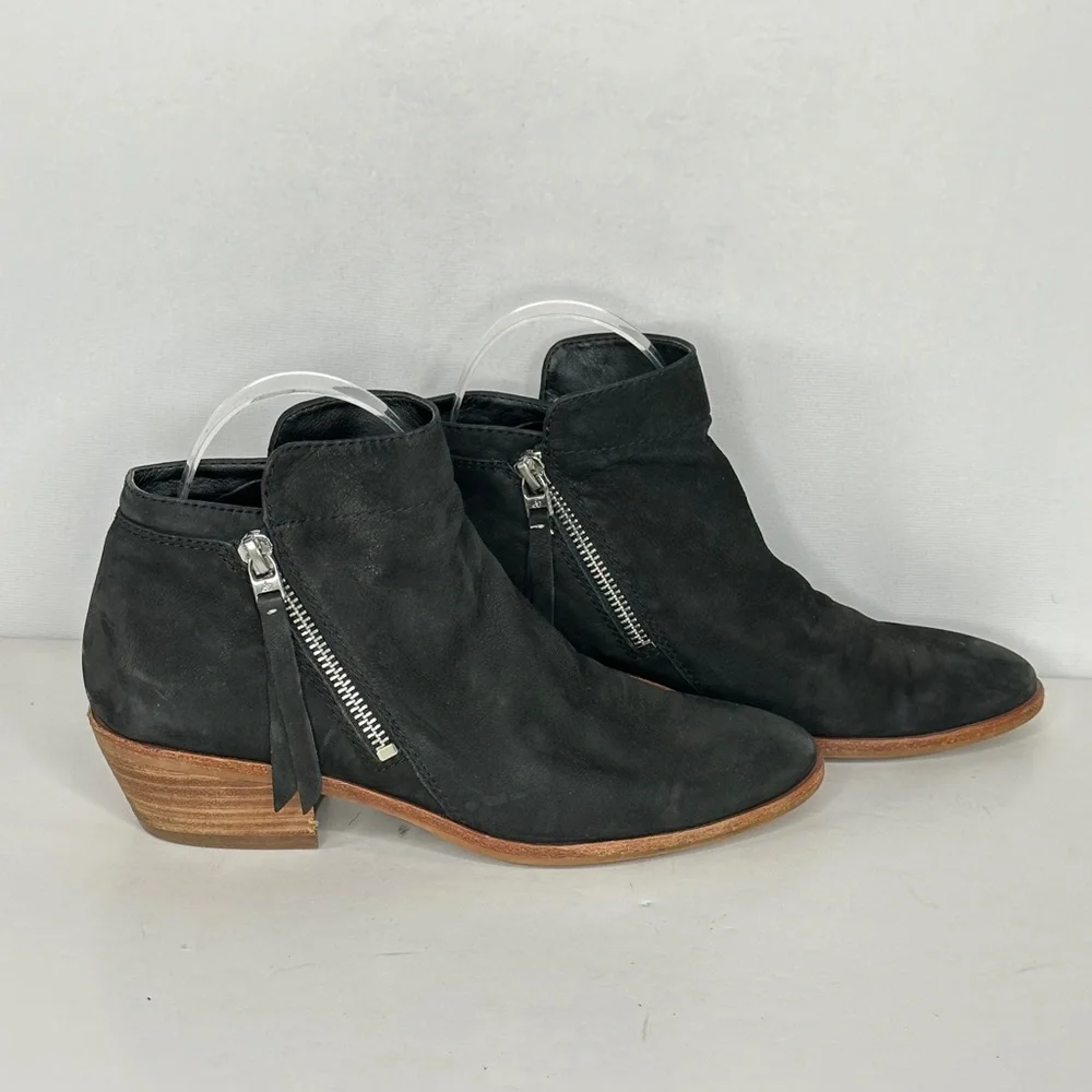 Sam Edelman Parker Ankle‎ Boot Black Suede Leather Bohemian Y2K Western Sz 7